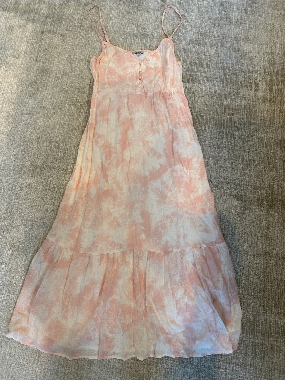 Rails Pink and White Tie-Dye Spaghetti Strap Maxi Dress